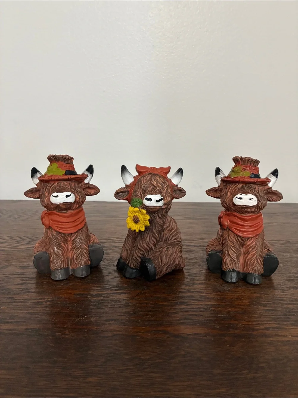 NWT- Set of 3- Fall Harvest- The rHighland Cow Figurines